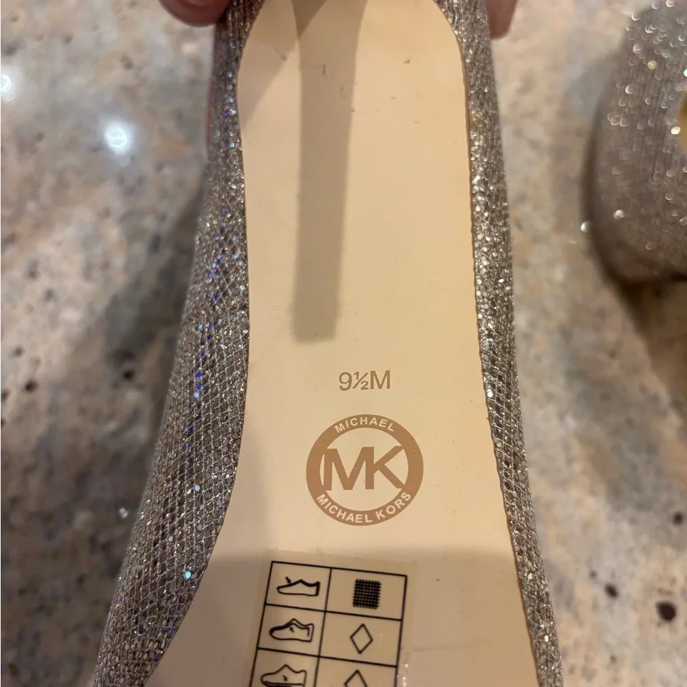 Michael Kors Glittering Silver Peep Toe Heels